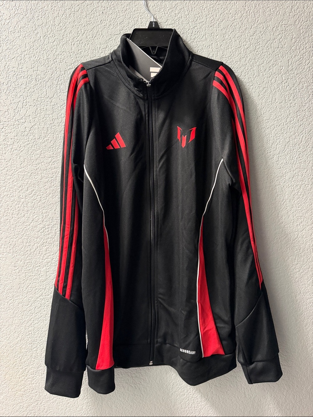 adidas Women's Black and Red Bomber-Style Track Jacket